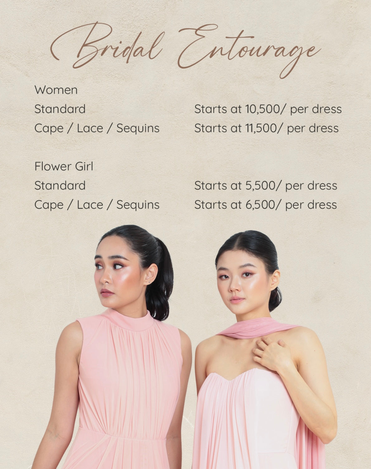 Bridal Entourage Reservation Fee 2026